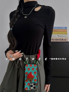 Adjustable Strap Crossbody Strawberry Pattern Phone Case for iPhone 16 pro Huawei Mate 60 Two-In-One Design with Stand Handheld Hold