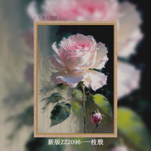 Modern Simple Cartoon Cross Stitch Kit 2025 New Version พิมพ์ลาย Cross Stitch ผ้าฝ้ายลายดอกไม้ ห้องนั่งเล่น งานฝีมือ