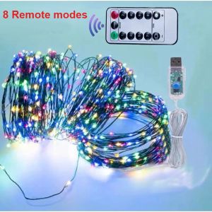 5M/10M/20M LED Copper Wire String Lights 8-mode USB Fairy Lights Garland Lamps for Festival Wedding Party Outdoor Christmas