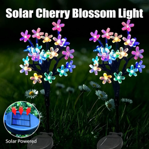 MBMSHEGH Solar Cherry Blossom Lights Outdoor Waterproof Colorful LED Flowers Tree Garden Stake Home Lawn Landsacape Lamp Christmas Decor