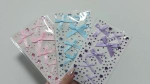 1Pcs Heart Rhinestone Sticker Bow DIY Handbook Phone Case Decals Diamond Stickers Children Korean Stickers Aesthetics Decor