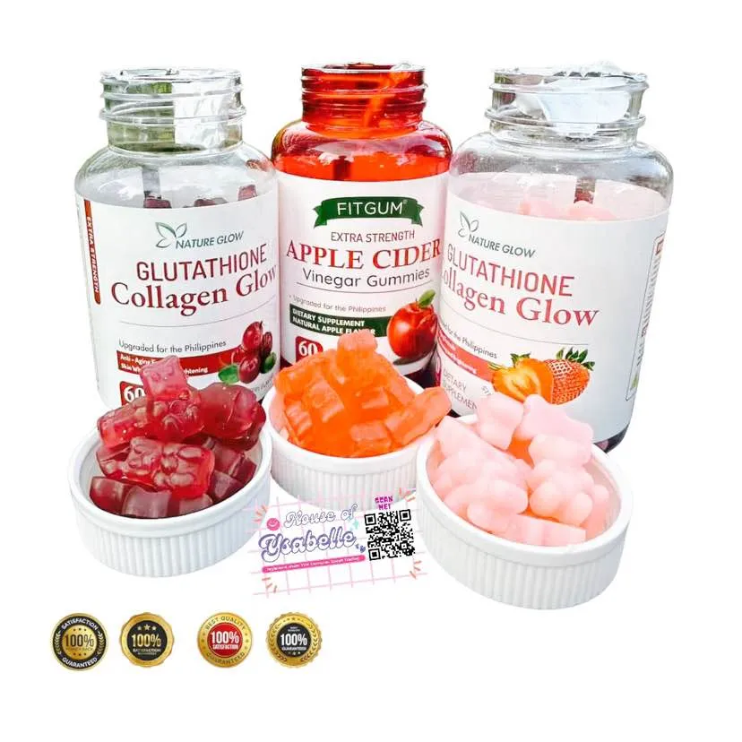 Glutathione Collagen Gummies by Nature Glow| Fitgum Apple Cider Gummies | 60 CAPSULES | MAG INGAT SA MURA NA MAPAPAMURA KA DAHIL WALA NAMANG RESULTA
