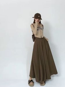 Chân váy Midi dài lưng cao màu trơn basic Ulzzang Hàn Quốc Cv Cạp cao công sở dáng xoè rộng kudoshop