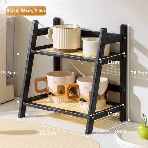 Wicker-style Double Layer Storage Rack
