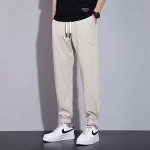 ROMON | Quần dài nam Lormen Ice Silk mùa hè mỏng nhanh khô rộng rãi cạp chun co giãn dài quần thể thao thường ngày thoải mái thoáng khí