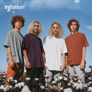 Inflasi jenama 2024 musim panas produk baru klasik asas panjang ruji kapas pendek lengan satu warna atas sejuk kemeja t lelaki dan perempuan