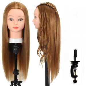 Mannequin Head with 80% Human Hair - Straight 26"-28" Doll Head for Cosmetology & Hairdresser (#27 Light Brown)