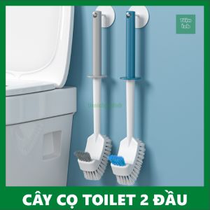 Cây cọ vệ sinh toilet 2 đầu có móc treo tường chà cọ nhà vệ sinh phòng tắm góc hẹp cạnh tường dễ dàng sử dụng