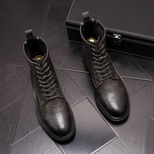 Boots Fashion Fall Winter Men Cowboy Boot Knee Socks Casual Leather Boots British Style High Top Ankle Boots Knee High Worker Boot