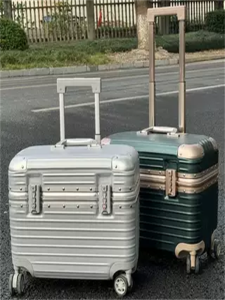 Travel Suitcase Aluminum Frame Photography Womens Style 16 Inch Flip Cover Luggage with Universal Wheels Minimalist Luxury