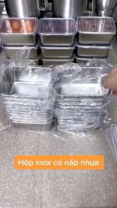 Hộp Đựng Thực Phẩm Tủ Lạnh Inox 304 Có Nắp Nhựa Đậy Đa Năng Tiện Lợi 13.5*10.5*5.8cm