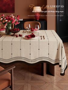 French Retro Flax-like Luxurious Waterproof Oil-Proof Tablecloth