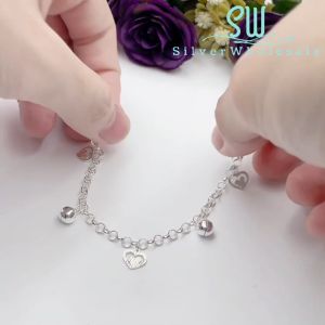 SilverWholesale #BB160 Original Silver 925 "Mickey Heart Shape" Baby Bracelet Anklet (Gelang Kaki/Tangan untuk Baby)