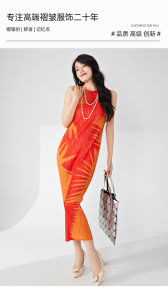 Nova quality⭐One person one pleat ⭐New Miyake pleated dress fashion printing sleeveless temperament elegant long dresses