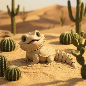 3D Printed Cute Bearded Dragon Figurine Lizard Statue Desktop Ornament Reptile Lover Gift Home Decor Animal Collection Craft