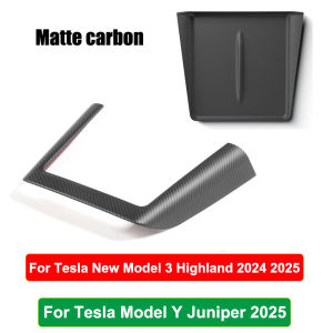 Ốp Viền Sạc Không Dây Bằng Sợi Carbon ABS Cho Tesla Model 3 Y Juniper Highland 2025 2026 Phụ Kiện Nội Thất Ô Tô