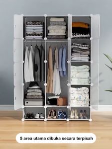 Trove DIY Wardrobe Multifungsi Pakaian Kabinet Dapat Dilepas Plastik Lemari Pakaian