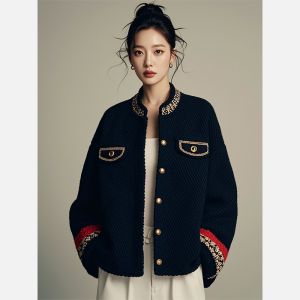 New Chinese Style Womens Fashion Outerwear Elegant Ladylike Small Fragrance Style Coat Autumn 2025 Hot Selling Loose Fit Embroidered Polyester