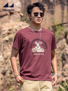 HESSION | Red Combed Cotton Regular Fit Round Neck T-Shirt
