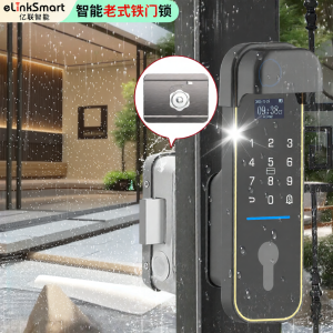 eLinkSmart | Fingerprint Password Waterproof Smart Lock for Old Security Door Outdoor Courtyard Door
