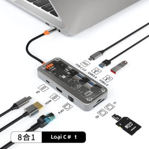 Basix USB C Hub Cổng Ethernet PD 100W Cho MacBook Pro USB 3.0 Laptop Máy Tính Bảng Nhôm Đế Cắm
