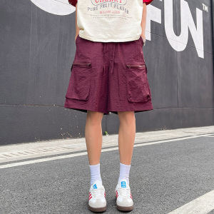 Quần Short Nylon Nhanh Khô Cho Nam Mùa Hè Mỏng Phong Cách Nhật Bản Túi Khóa Kéo Quần Thể Thao Cổ Điển Năm Phần Quần Áo Bảo Hộ Lao Động