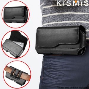 KISMIS Fashion Leather Belt Clip Waist Bag Phone Bag Phone Holder for 3.5-6.3 Inches Mobile Phones iphone Samsung