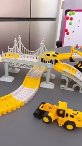 Engineering Mobil Dirakit DIY Track Listrik  Jalur Kereta Api Mainan Anak-anak Cocok Untuk Usia 2 - 6 Tahun