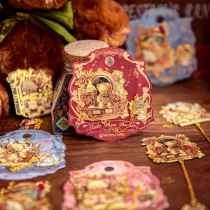 Delicate Metal Bookmarks Bear Dance Series Reading Markers Gold Stamping Cute Warmth Souvenir Gift for Journaling