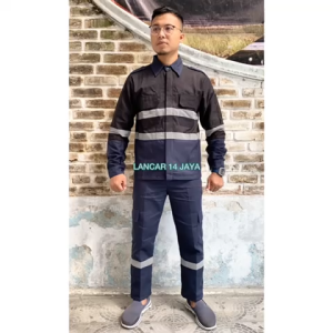 Baju Safety Panjang Kombinasi / Seragam Kerja / Kemeja Proyek Atasan Lengan Panjang / Atasan Kerja Panjang Wearpack Logo