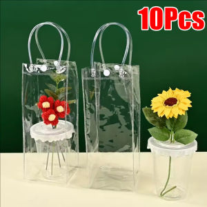 10/30pcs PVC Transparent Bag / Christmas Gift Handbag / DIY Bouquet Milk Tea Packaging Pouch / Thickened Waterproof Storage Bag