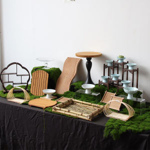 New Chinese Style Ceramic Wooden Display Stand for Desserts And Pastries One Year Anniversary Celebration Hundred Day Banquet