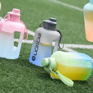 2 Liter Outdoor Plastic Portable Water Bottle Sports Water Bottle With Straw Large Capacity Fitness With Scale Gradient Kettle