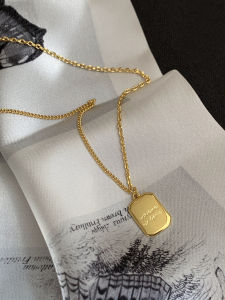 CAFFTI | Colorfast Gold Square Fashion Necklace