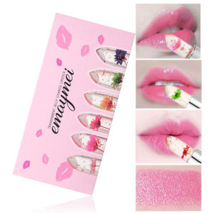 6 Clear Moisturizing Jelly Dry Flower Warm Change Lipstick Moisturizing Crystal Transcolor Lipstick set long-lasting waterproof