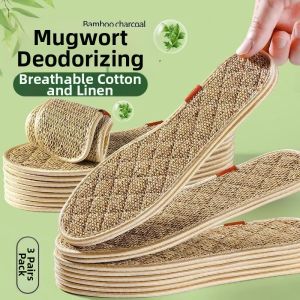Handmade Cotton Linen Shoe Insoles Thickened Soft Bottom Sports Mens Breathable Sweat Absorbent Anti-Odor Leather Shoes