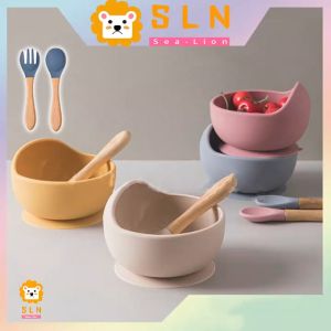 【COD】 3PCS Baby Silicone Feeding Food Grade Suction Bowl Kids Spoon Fork Self Learning Set Baby Feeding Tableware Silicone Bibs Suction Bowl Plate Kids Feeding Set