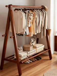 ตู้เสื้อผ้าแบบแขวนไม้แท้สีถั่ว อเนกประสงค์สำหรับใช้ในบ้าน ตู้เสื้อผ้าแบบตั้งพื้น ตู้เสื้อผ้าในห้องนอน ไม้จันทน์ สไตล์เรียบง่าย โมเดิร์น