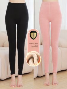 Ladies Thickened High Waist Lamb Velvet Warm Pants Fleece Lined Slim Fit Long Trousers Home Leisure plus Size Autumn Winter