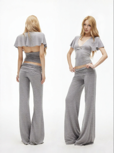 iamxiaa | Áo và Quần Ôm Sát Có Mô Hình V-neck Dây Kéo Sau Lưng