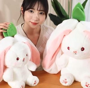 25CM 2 in 1 Strawberry Rabbit plush cute rabbit plush doll Birthday gift Girl toy doll