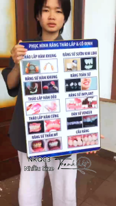 Tranh Nha treo tường tranh phòng khám nha khoa Tranh Nha Khoa phục hình răng tháo lắp & cố định tráng gương treo tường NKQC3