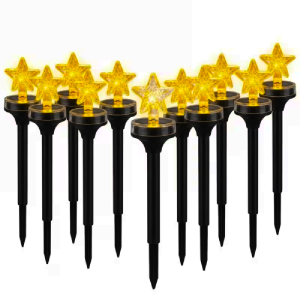OSIDEN | 20Leds Solar Outdoor Garden Lights Pentagonal Star-Shaped Outdoor Ground Lights 8 Modes for Courtyards Lawns Gardens Decor