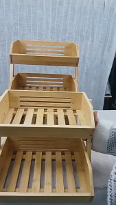 Bamboo and wood three-layer fruit and vegetable basket multi-functional double-layer assembled snack and bread rack kitchen countertop storage rack
