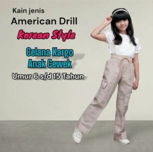 Celana Cargo Anak Wanita Umur 2 thn Sampe 15thn Anti Nerawang Adem Murah Berkualitas