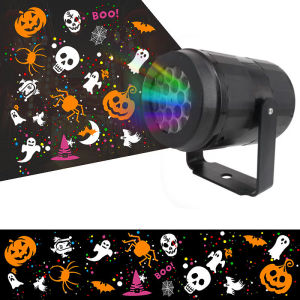 Halloween LED Pattern Projector Light Rotatable Holiday Decor Lamp with Ghost Pumpkin Spider Images Indoor Wall Ceiling Decora