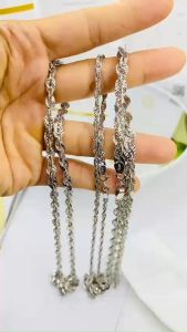 Dây chuyền bạc nam nữ xi bạch kim xoắn tròn cham 3-8li Vòng cổ bạc mạ vàng trắng thiết kế sang trọng và đẳng cấp Dây chuyền xoắn 45-55cm bạc thật 950 xi kim - KIM LỘC PHÁT DX