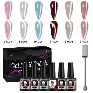 ชุดยาทาเล็บเจล Groillim Cat Eye - 6 สี ได้แก่ มูนไวท์แคทอาย และไอซ์คริสตัลซาตินแคทอาย พร้อมความเงางามสูง