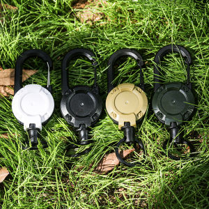 Outdoor Tactical Carabiner Hook Retractable Stainless Steel Wire Rope Anti Theft Keychain For Camping Hiking Accessories