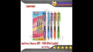 Pulpen Joyko Trico 3 Warna BP 199 / Ball Pen BP-199 3 Warna 0.7 mm/ Ballpen Cetek BP199 3 W / Hitam - Merah - Biru